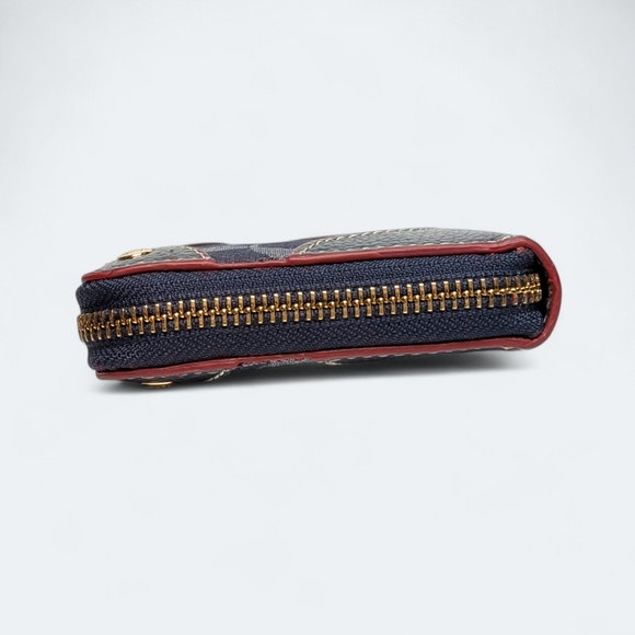 Coach Denim Wallet Signature C Monogram Zip Wallet Blue Jacquard Leather F53769 - Picture 5 of 16